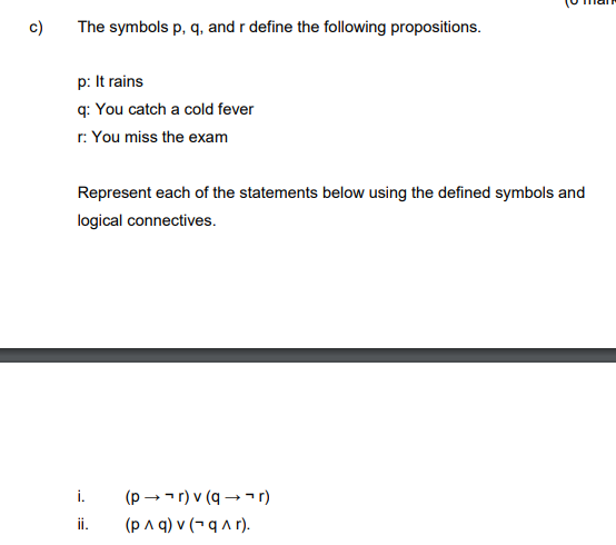 Solved The symbols p,q, and r define the following | Chegg.com