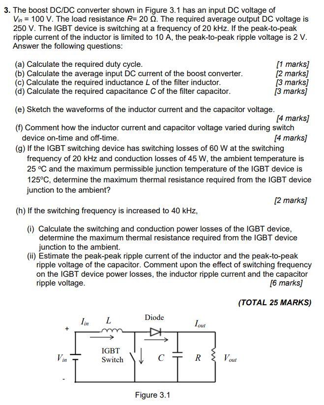 Solved 3. The Boost DC/DC Converter Shown In Figure 3.1 Has | Chegg.com