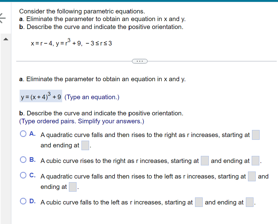 Solved Consider The Following Parametric Equations A 