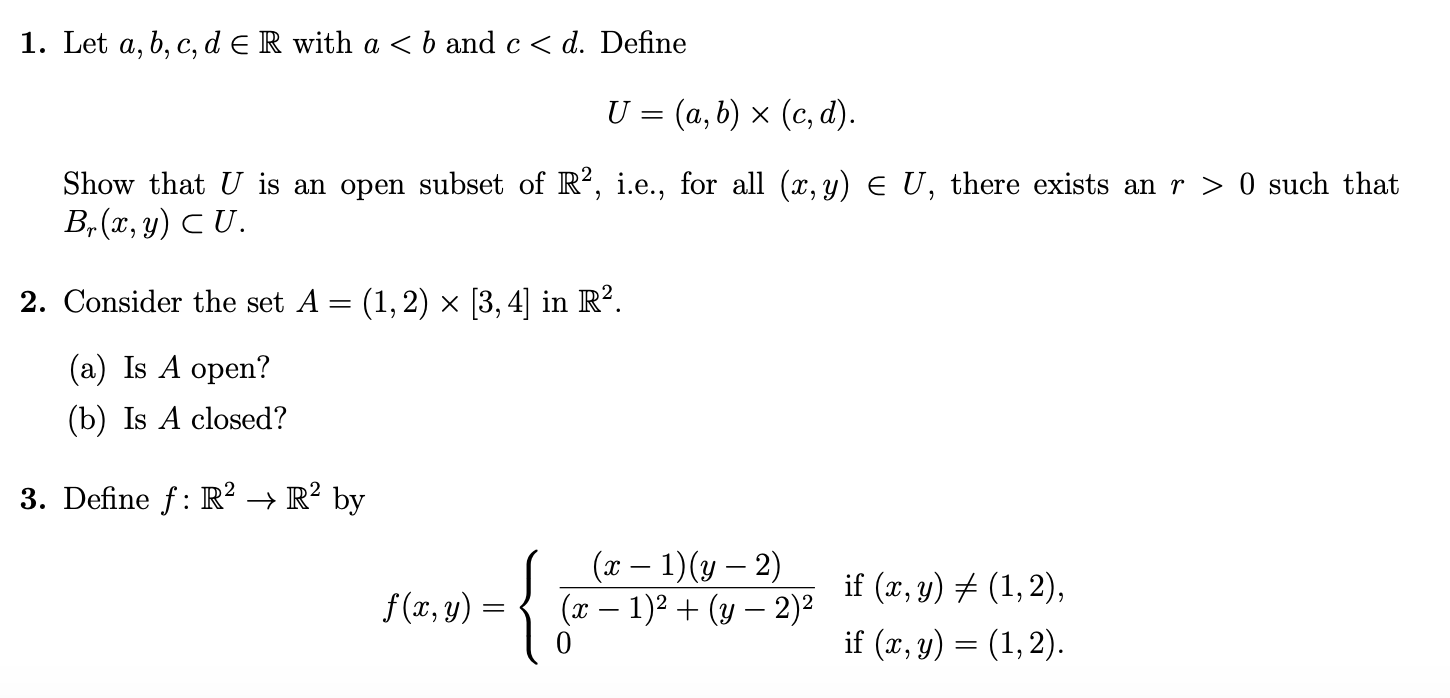 Solved 1. Let A, B, C, D ER With A