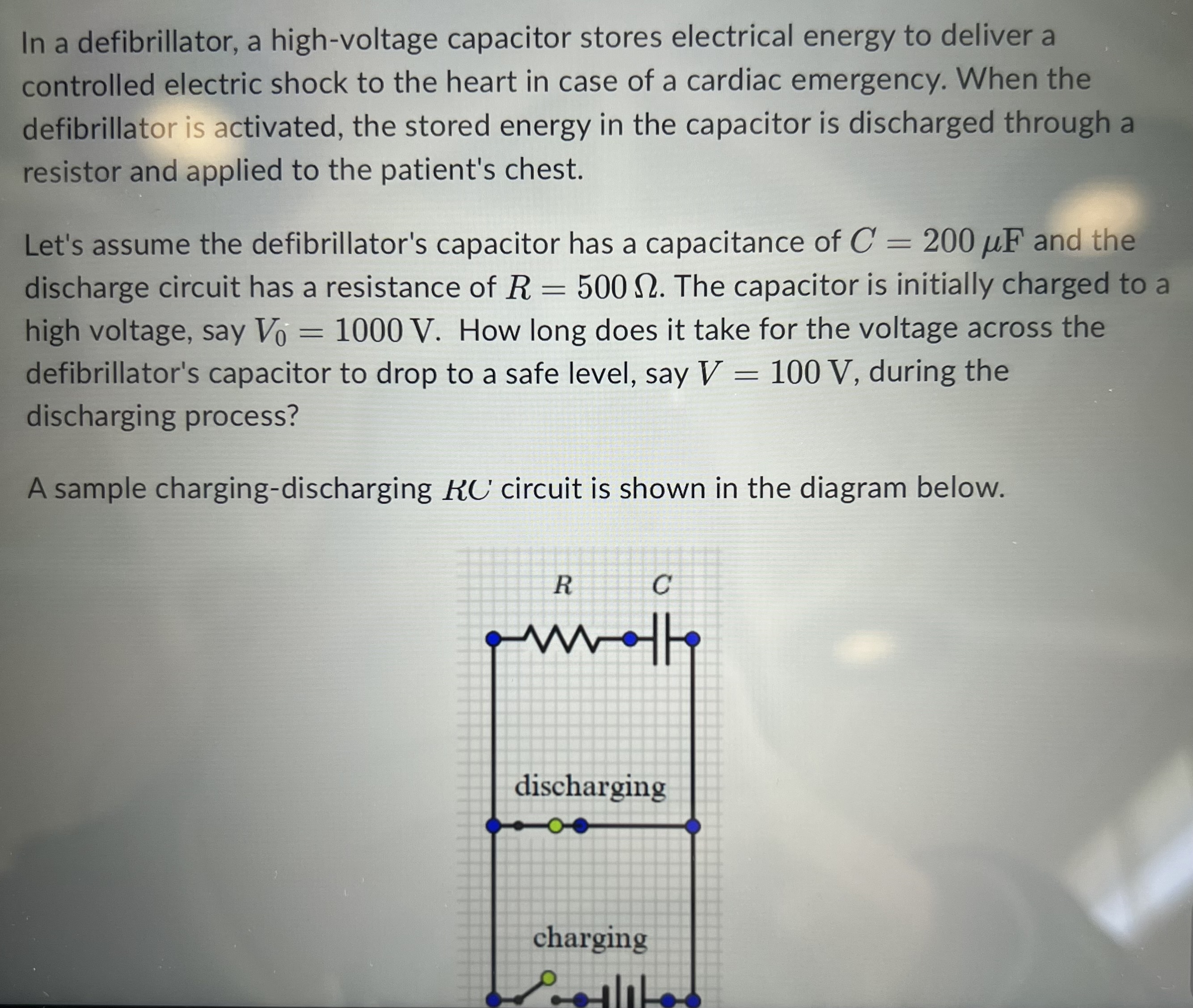 Solved In a defibrillator, a highvoltage capacitor stores