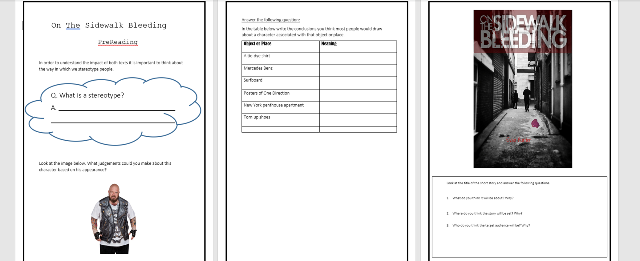 Solved On the Sidewalk Bleeding Anticipation Guide