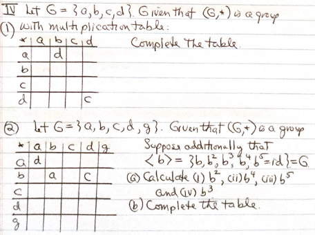 Solved TV Let G= 3a, B, C, D]. Given That (6) Is A Group (1) | Chegg.com