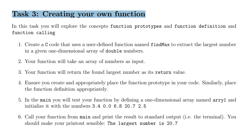 Solved Task 3: Creating your own function In this task you | Chegg.com