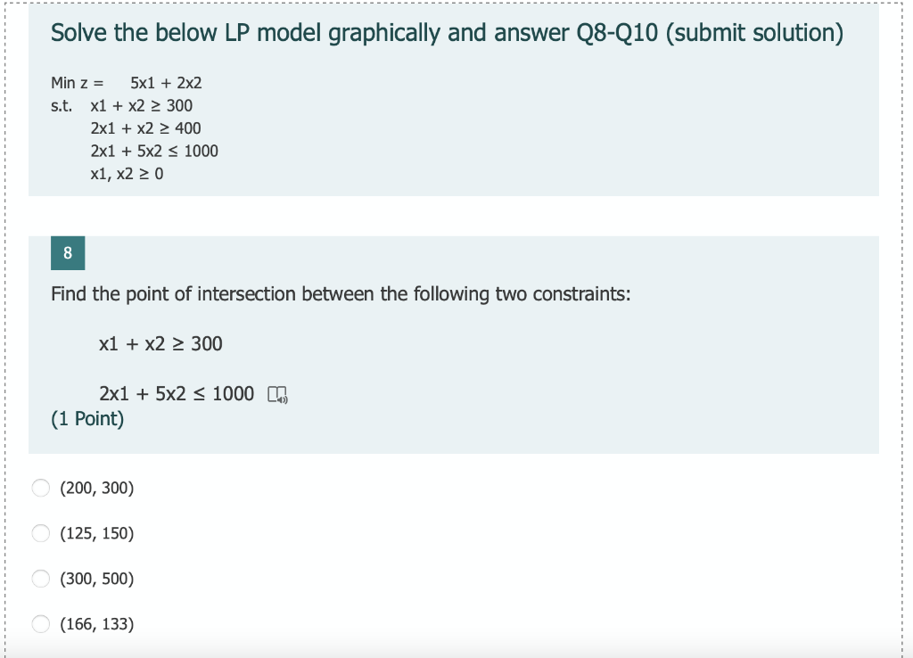 Solved Solve the below LP model graphically and answer | Chegg.com