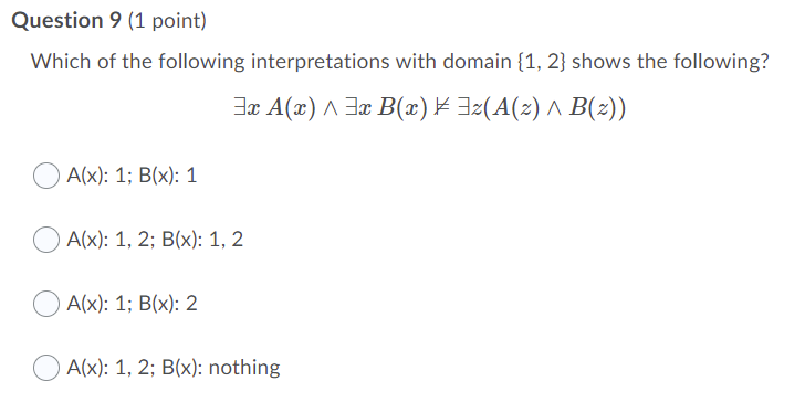 Solved Question 9 (1 point) Which of the following | Chegg.com