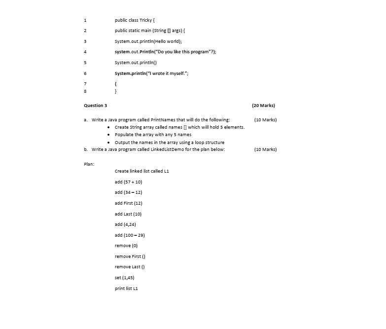 Solved (60 Marks) (20 Marks) Project Question 1 2. Write a | Chegg.com