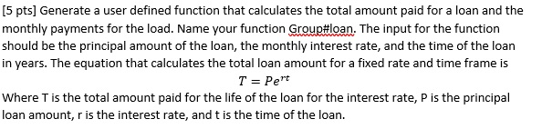 Solved (5 pts] Generate a user defined function that | Chegg.com