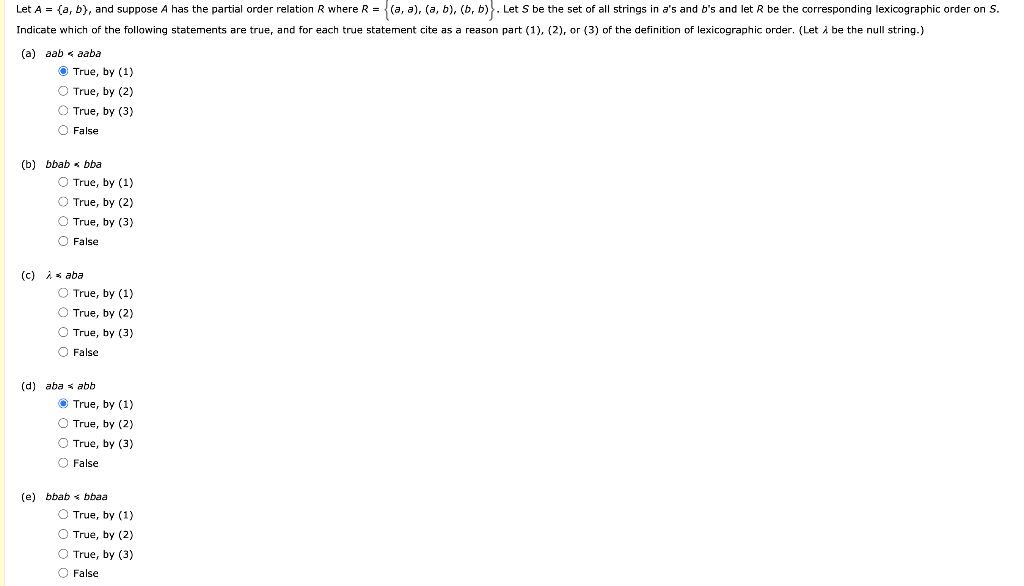 Solved Let A = {a,b), and suppose A has the partial order | Chegg.com