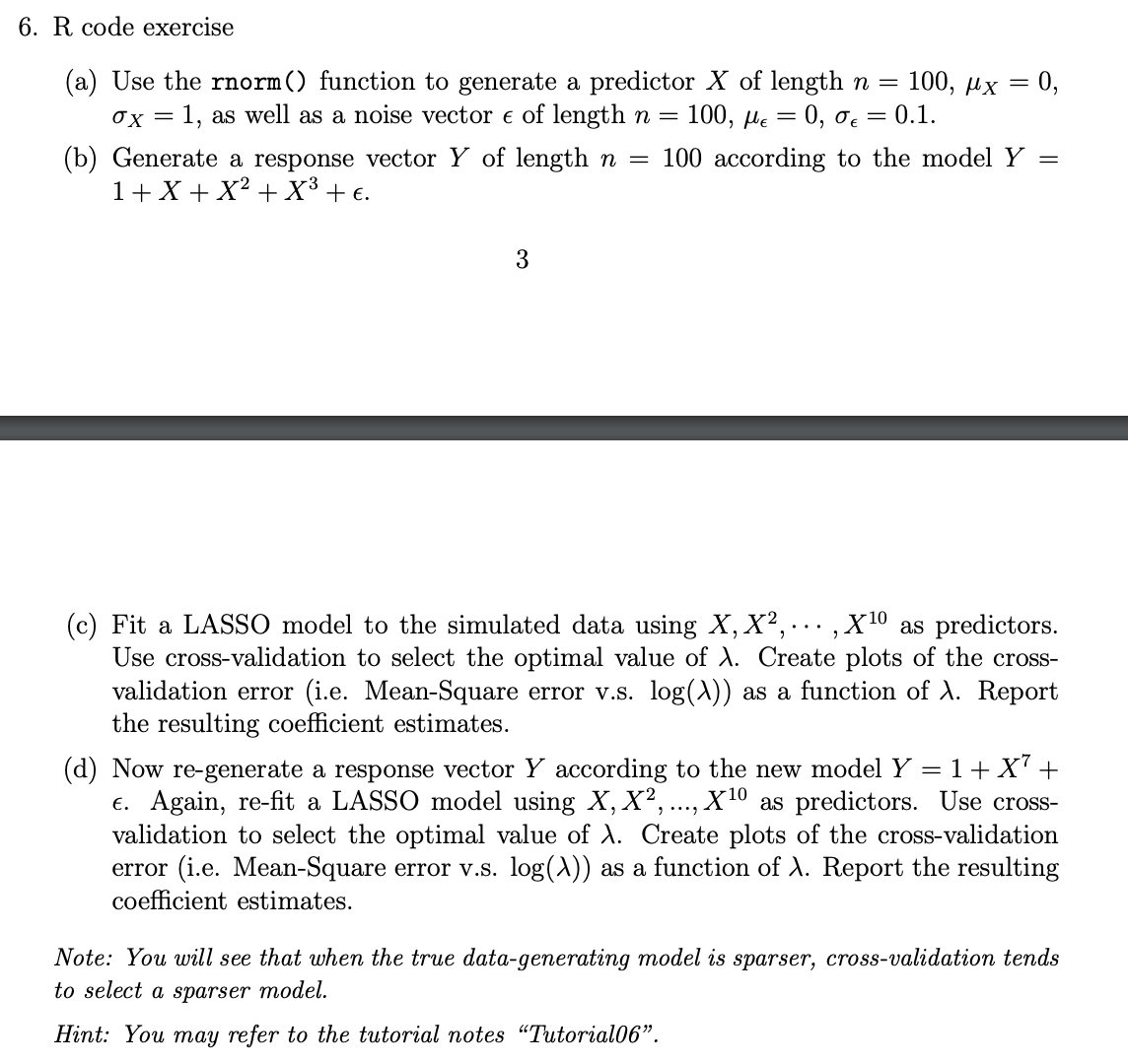 Solved R ﻿code exercise(a) ﻿Use the rnorm() ﻿function to | Chegg.com