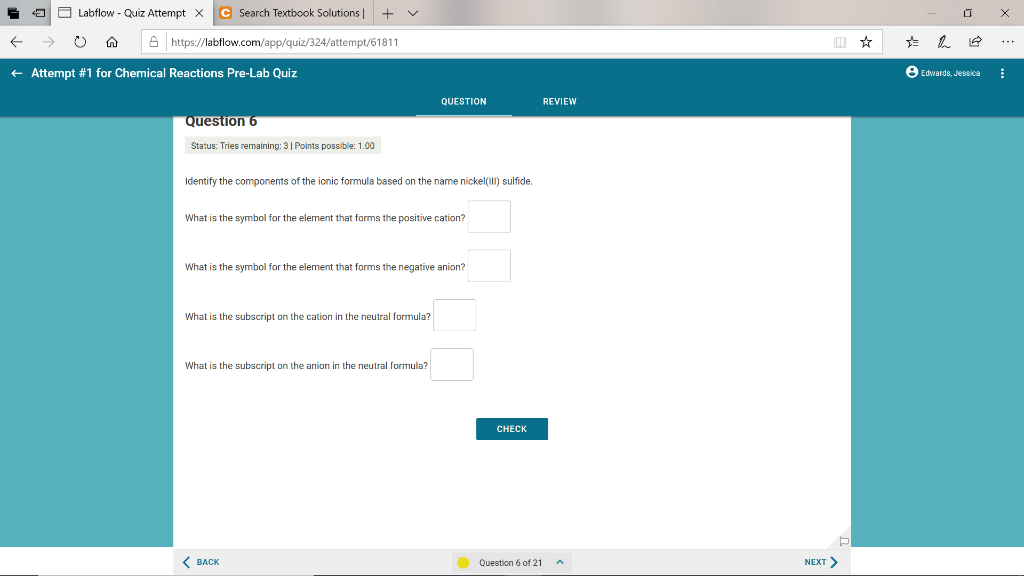 Solved Labflow Quiz Attempt X C Search Textbook Solutions X