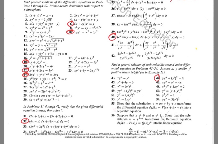 Solved Find General Solutions Of The Differential Equations Chegg