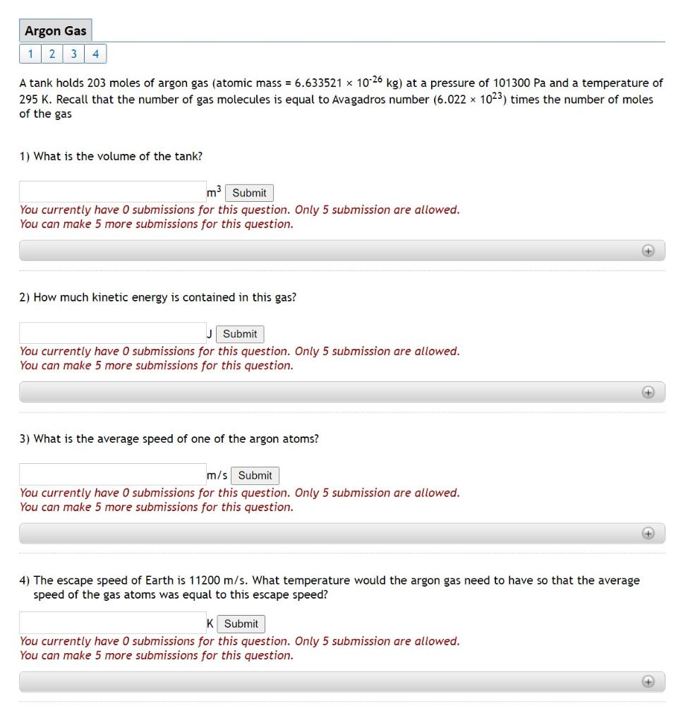 Solved Argon Gas 1 2 3 4 A Tank Holds 203 Moles Of Argon Gas 