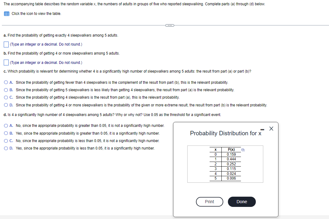 The accompanying table describes the random variable | Chegg.com