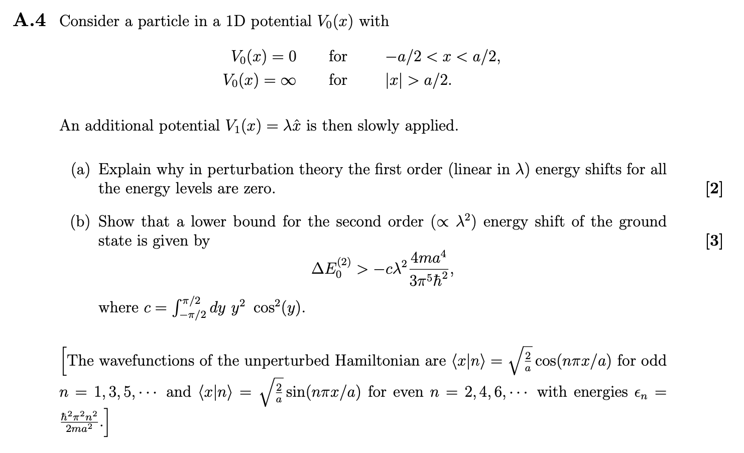 Solved A 4 Consider A Particle In A 1d Potential Vo X Wi Chegg Com