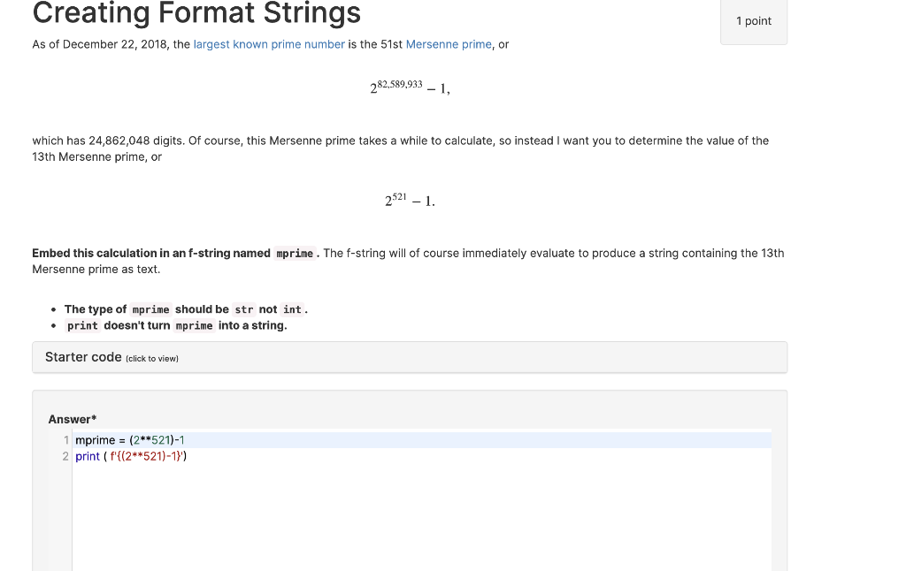 Creating Format Strings 1 Point As Of December 22 Chegg 