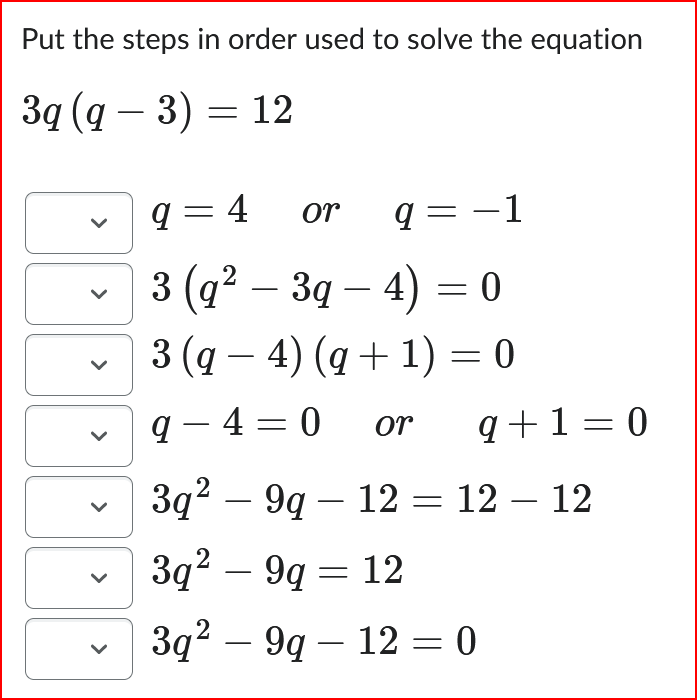 Solved Put the steps in order used to solve the equation | Chegg.com