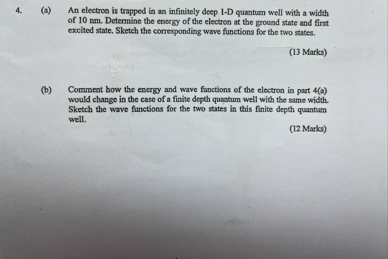 Solved 4. (a) An electron is trapped in an infinitely deep | Chegg.com
