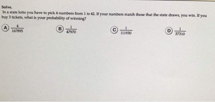 Solved Solve. In a state lotto you have to pick 4 numbers | Chegg.com