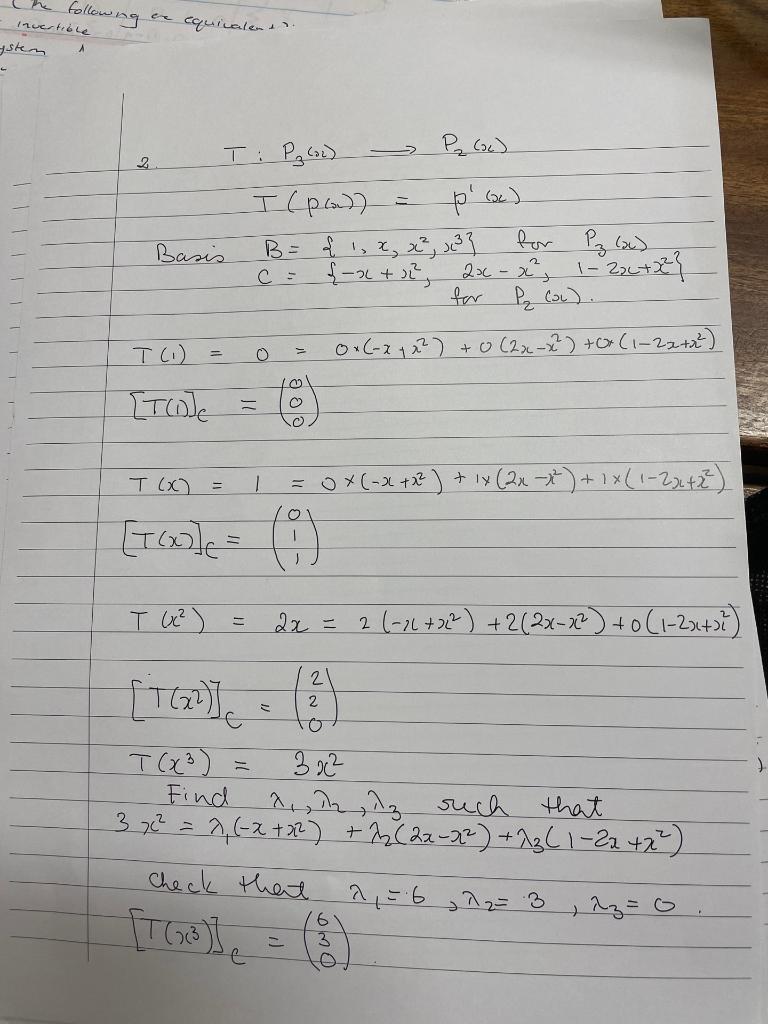 Solved The is on matrix representations of linear | Chegg.com