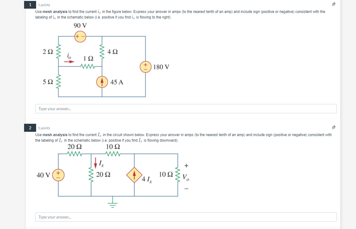 Solved 1 5 points Use mesh analysis to find the current i, | Chegg.com