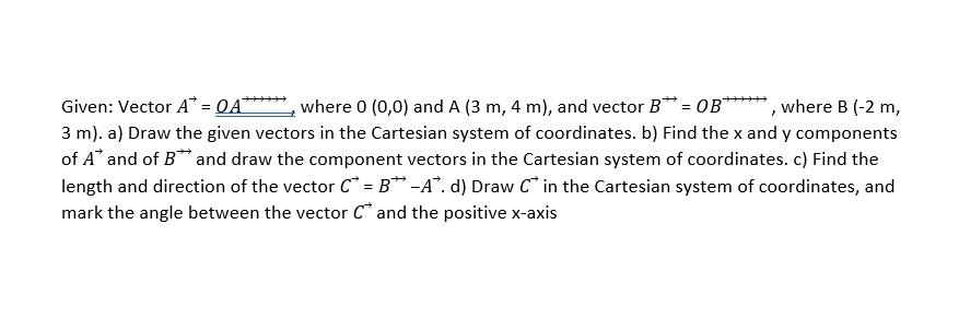 Solved 3 m). a) Draw the given vectors in the Cartesian | Chegg.com