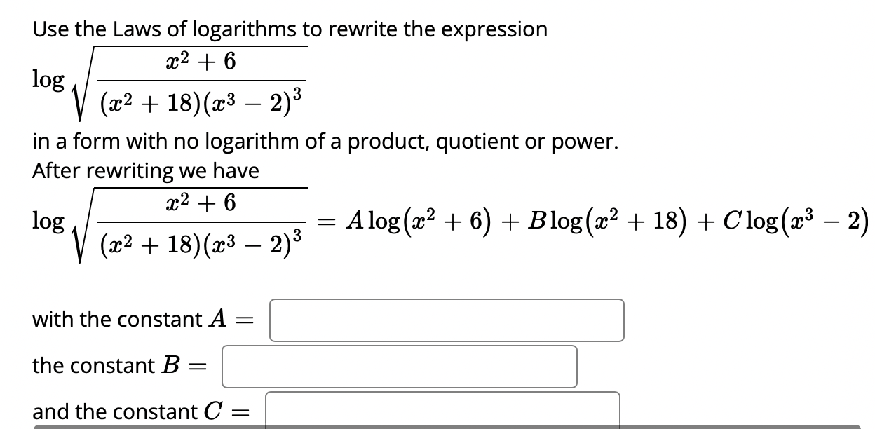 Solved Use the Laws of logarithms to rewrite the expression | Chegg.com