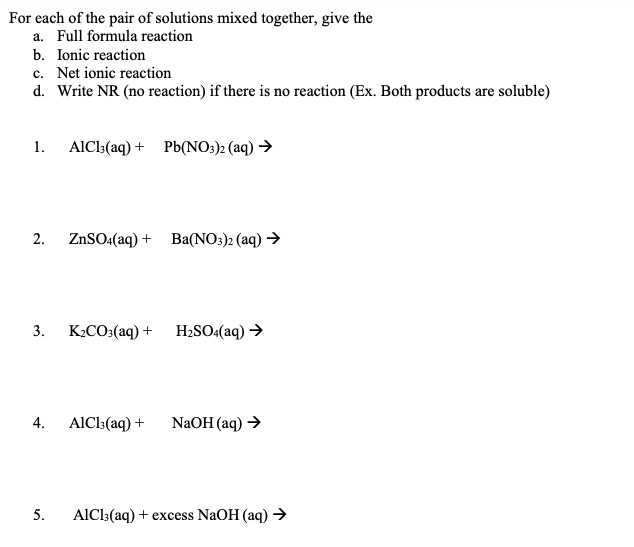 Solved For each of the pair of solutions mixed together, | Chegg.com