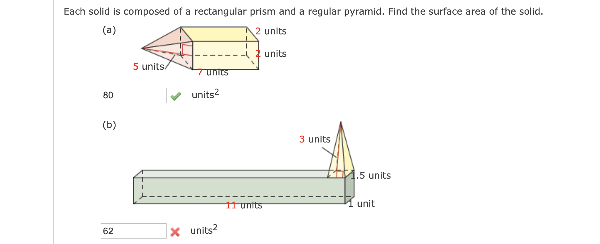 Solved Each solid is composed of a rectangular prism and a | Chegg.com