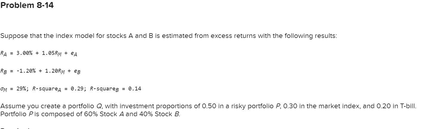 Solved Suppose That The Index Model For Stocks A And B Is | Chegg.com