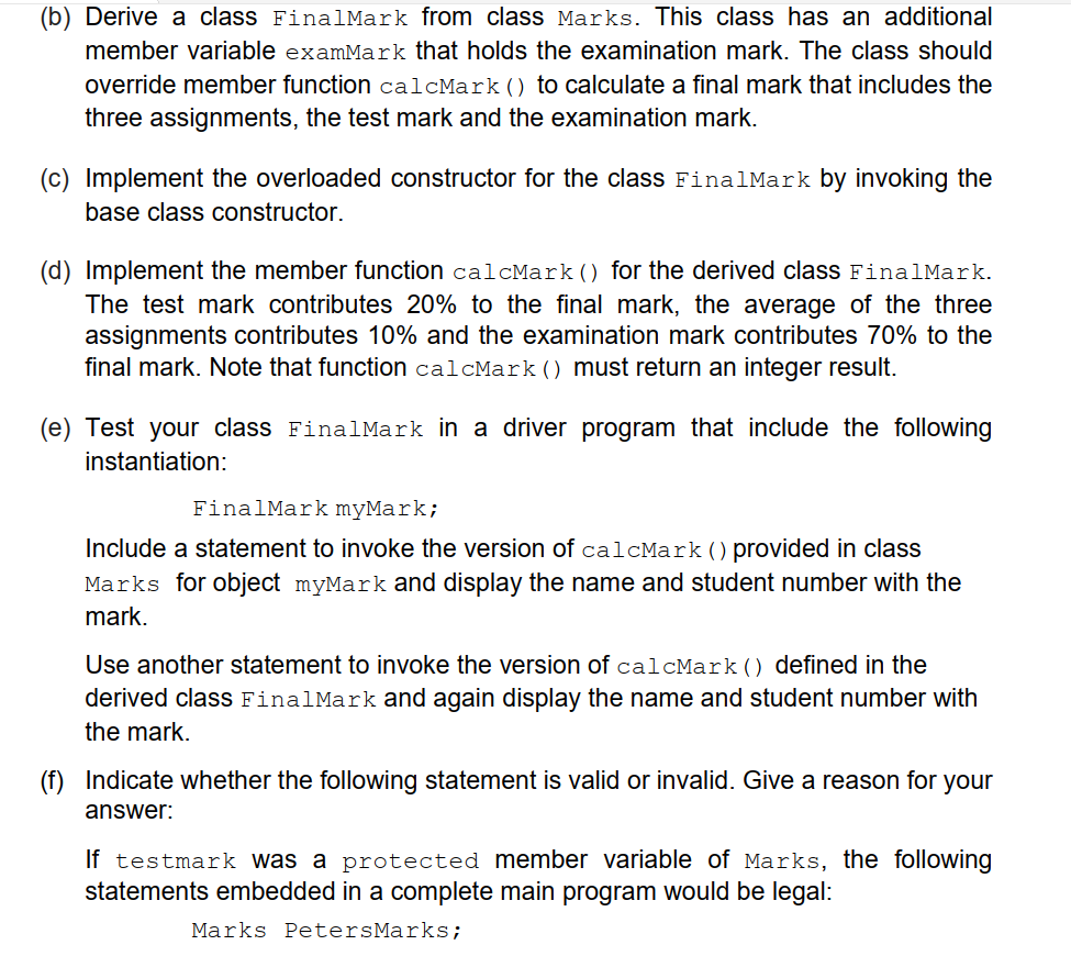 Solved Consider the class definition below and answer the | Chegg.com