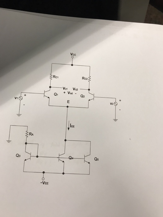 Solved 1. In the differential amplifier circuit with current | Chegg.com