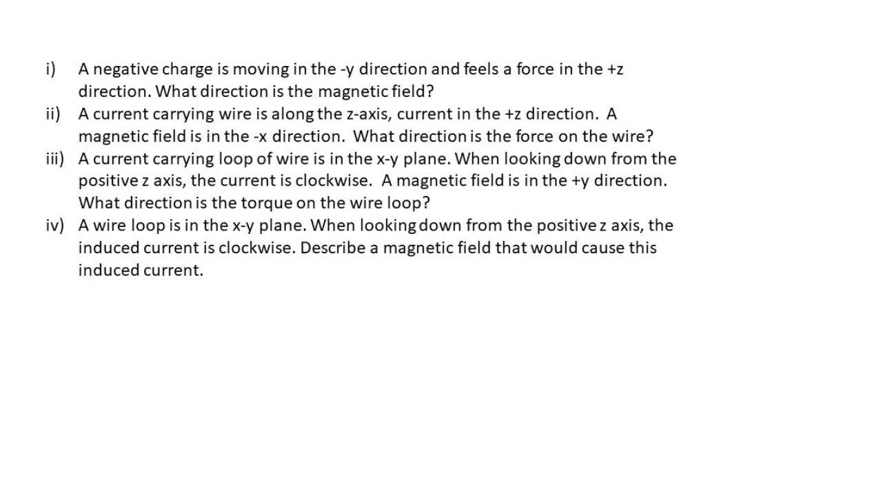Solved i) A negative charge is moving in the -y direction | Chegg.com