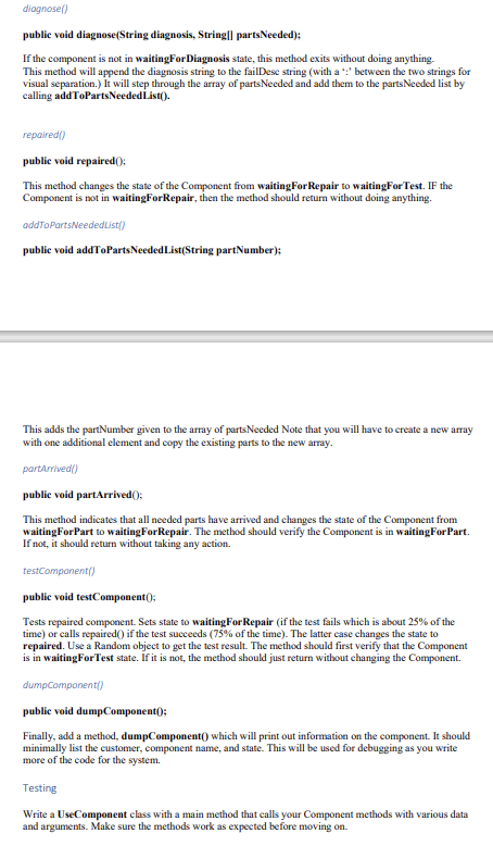 Solved Component class Create a class called 'Component'. At | Chegg.com