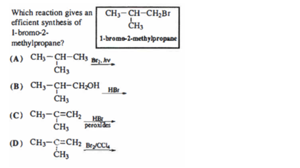 Solved Which Reaction Gives An Ch3 Ch Ch2br Efficient Syn Chegg Com