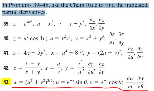 Solved In Problems 39-48, ﻿use the Chain Rule to find the | Chegg.com