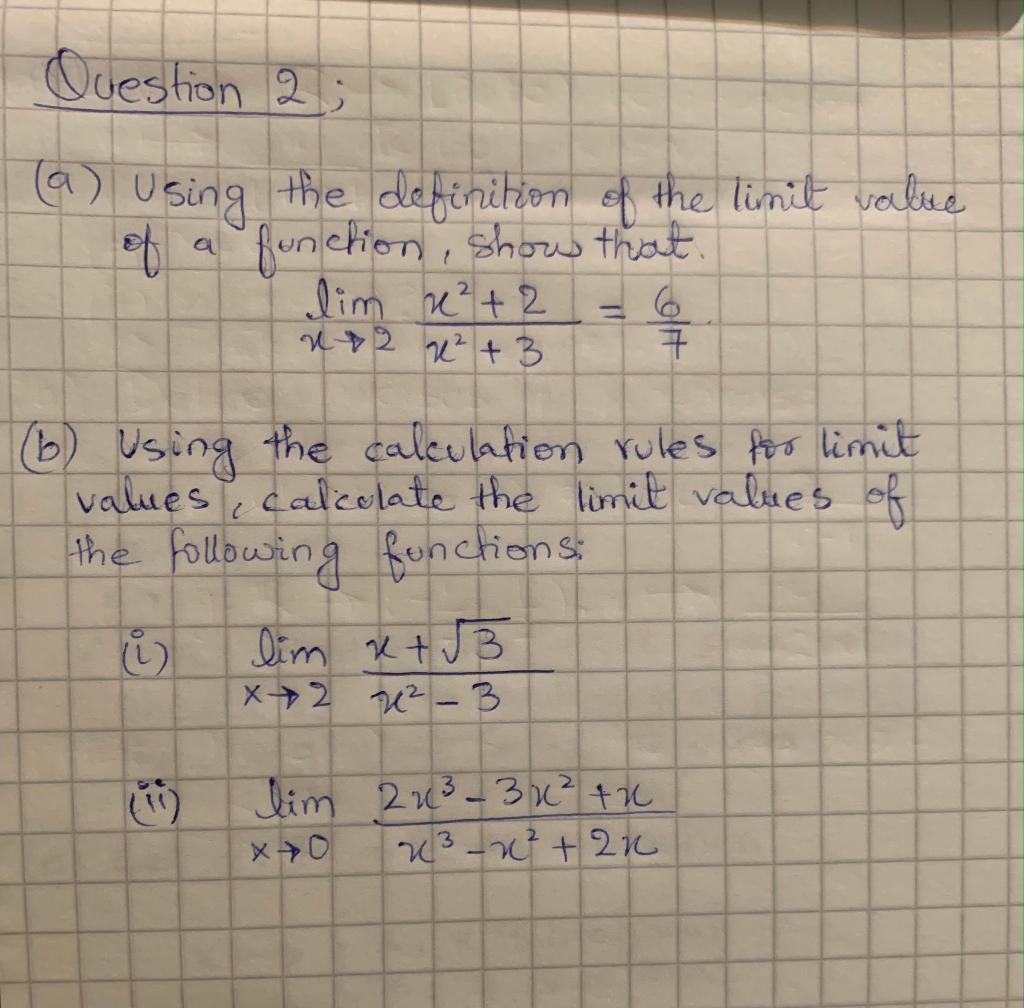 Solved Question 2; (a) Using the definition of the limit | Chegg.com
