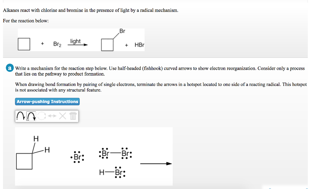 Solved Alkanes react with chlorine and bromine in the
