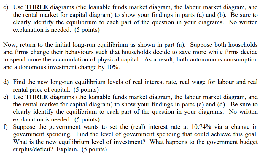 Solved A Closed Economy Can Be Described By The Long-run | Chegg.com