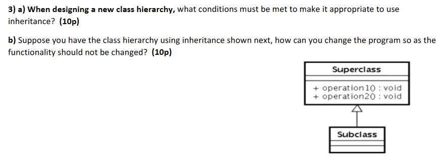 Solved 3) a) When designing a new class hierarchy, what | Chegg.com