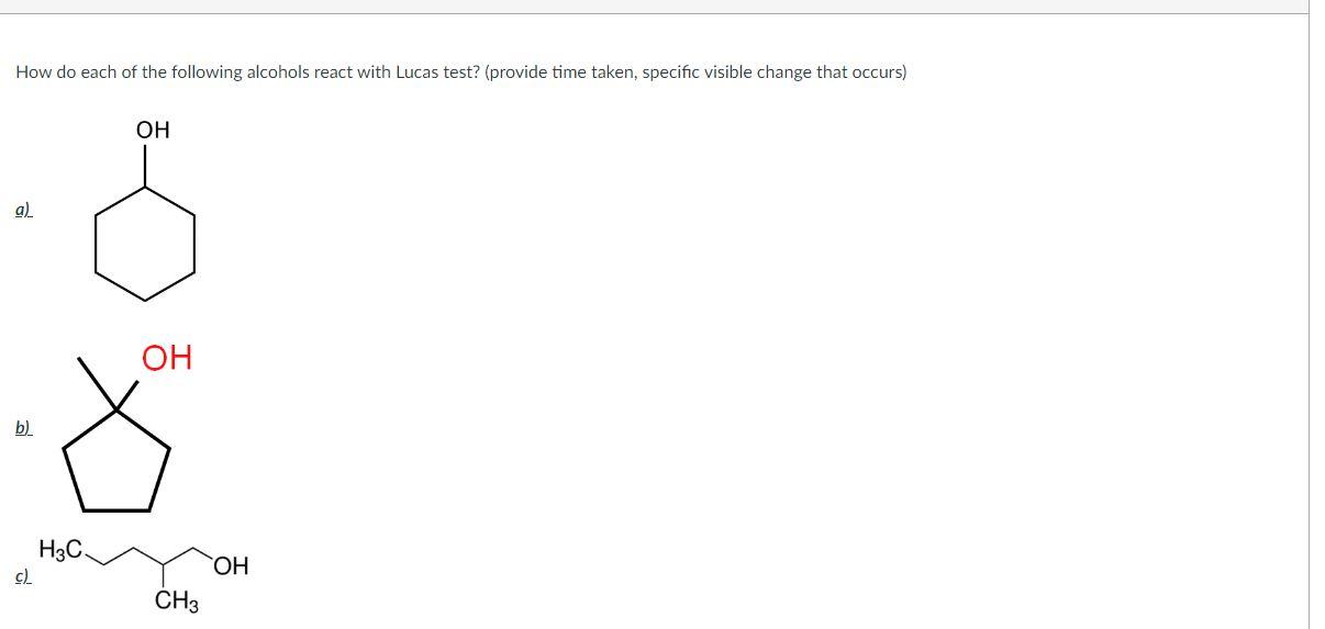 Solved How do each of the following alcohols react with | Chegg.com