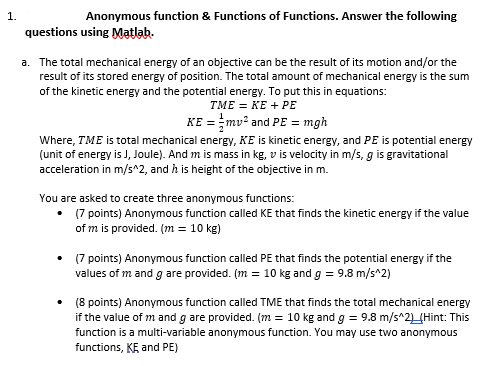 Solved Anonymous function \& Functions of Functions. Answer | Chegg.com
