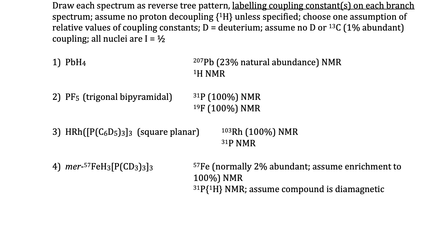 Solved Draw each spectrum as reverse tree pattern, labelling | Chegg.com