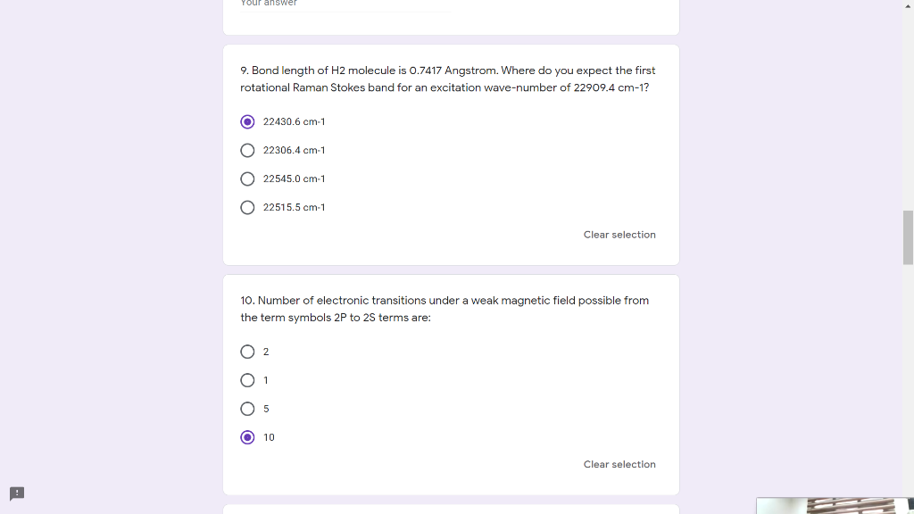 Solved Your Answer 9 Bond Length Of H2 Molecule Is 0 7417 Chegg Com