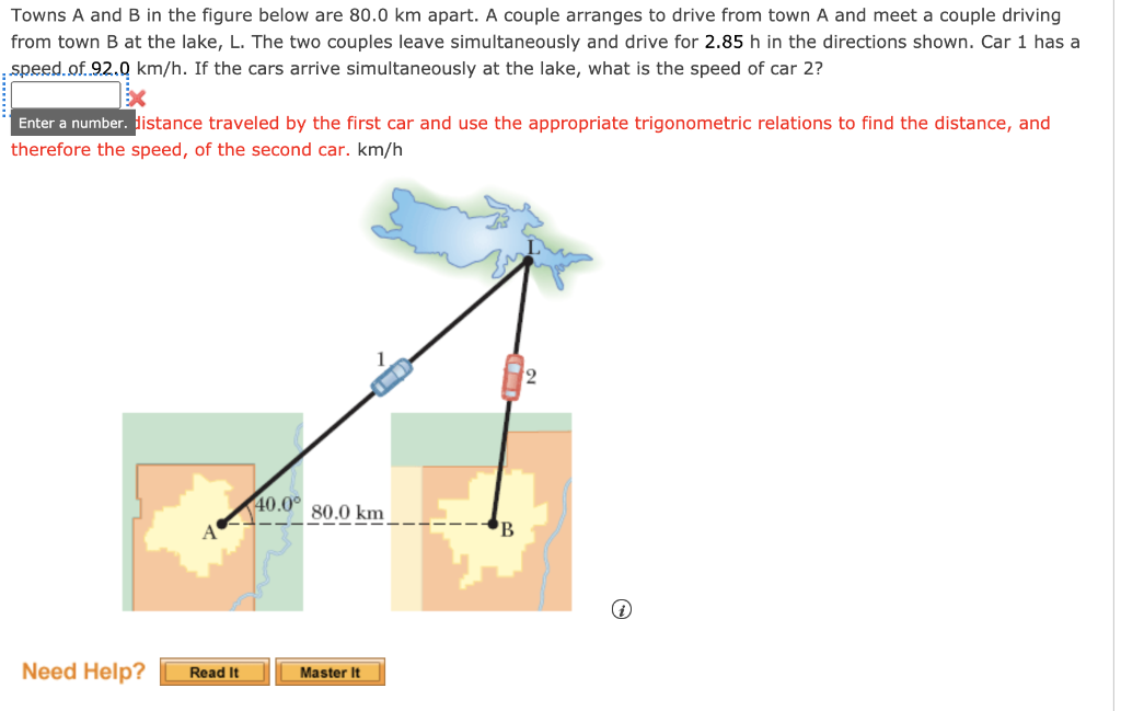 Solved Towns A and B in the figure below are 80.0 km apart. | Chegg.com