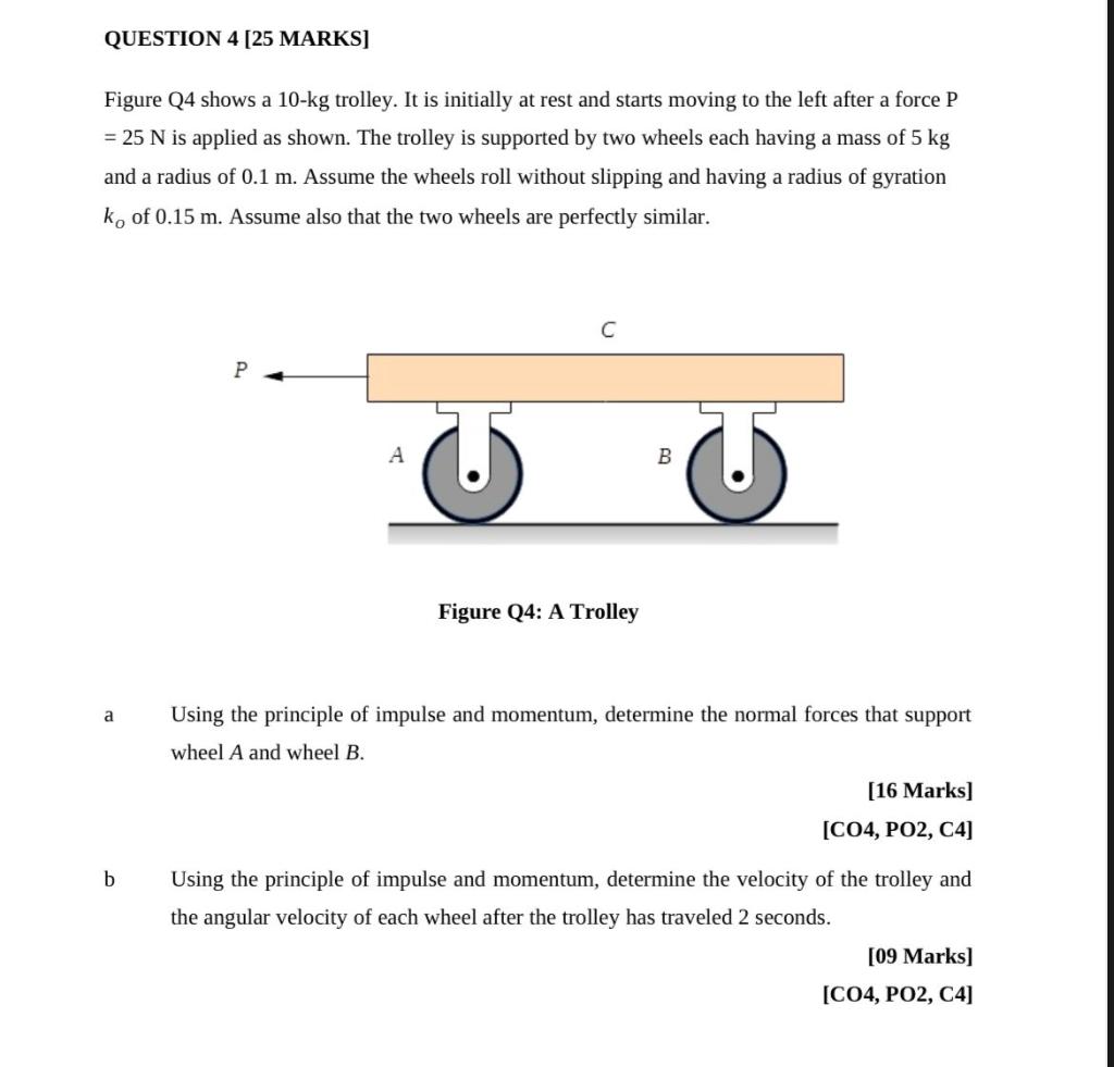 Solved QUESTION 4 [25 MARKS] Figure Q4 shows a 10-kg | Chegg.com