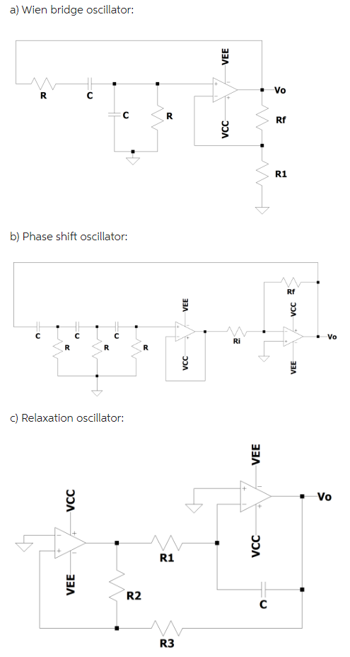 Solved Design the oscillator circuits shown in the following Circuit Diagram
