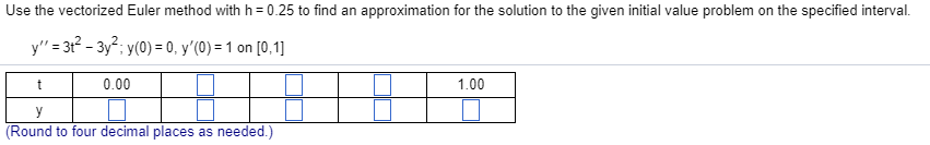Solved Use the vectorized Euler method with h0.25 to find an | Chegg.com