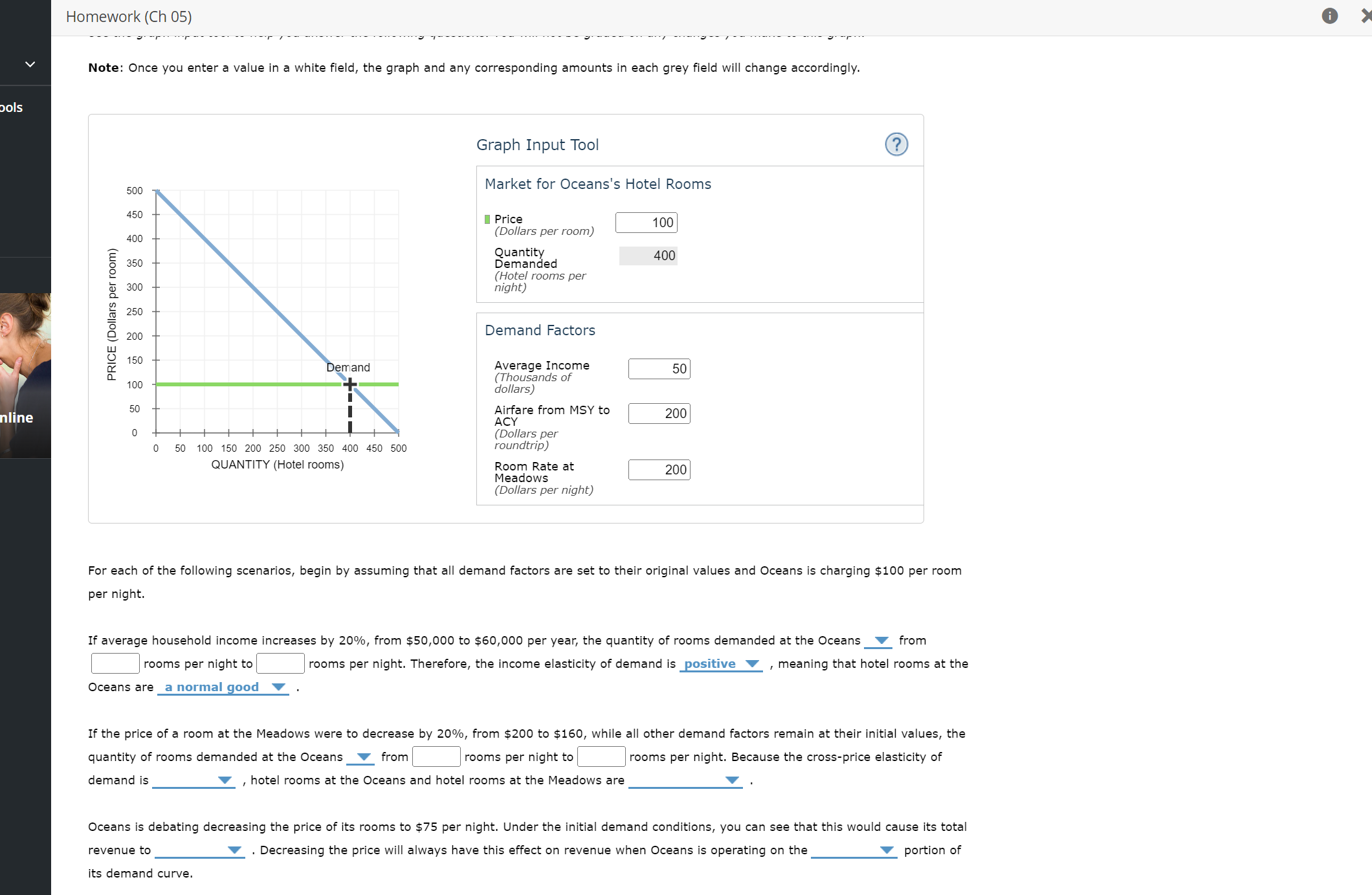 Solved Application Elasticity And Hotel Rooms The Chegg Com