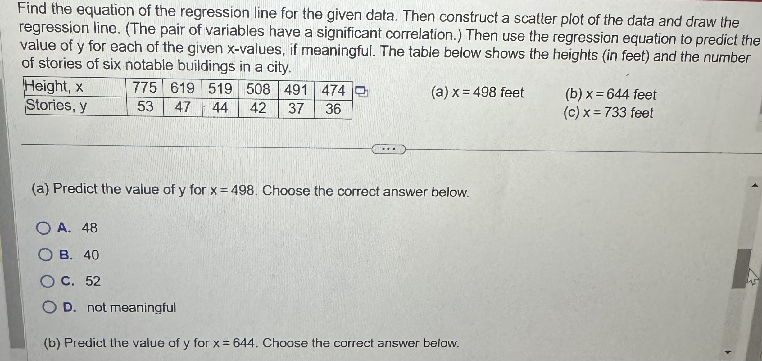 Solved regressio equation of the regression line for the | Chegg.com